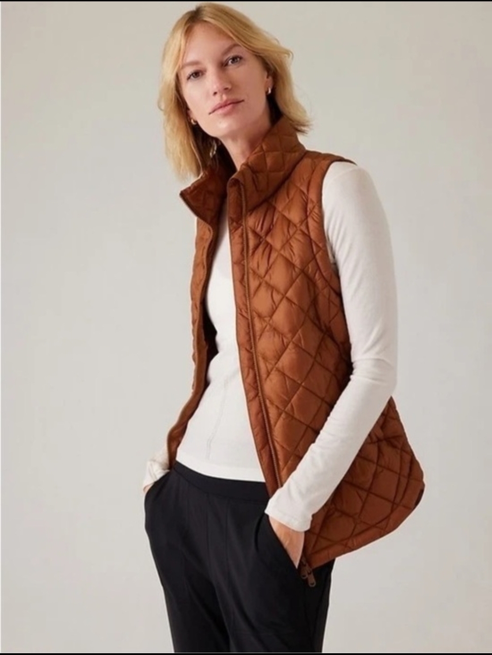 Athleta Whisper Featherless Vest - Rust Orange